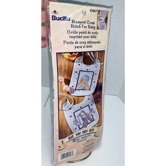 2 Bucilla Baby Bib Duck & Bunny Stamped Cross Stitch Kit 43067 Daisy Kingdom NEW - Picture 1 of 7